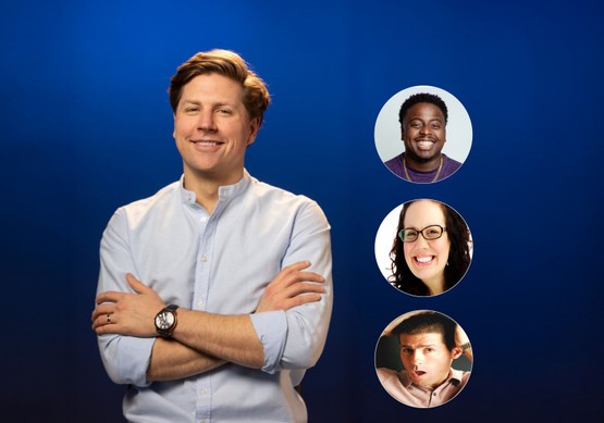 Funny Fridays host Joel Byars with Damon Sumner, Ro DelleGrazie, and Jeremy Mesi