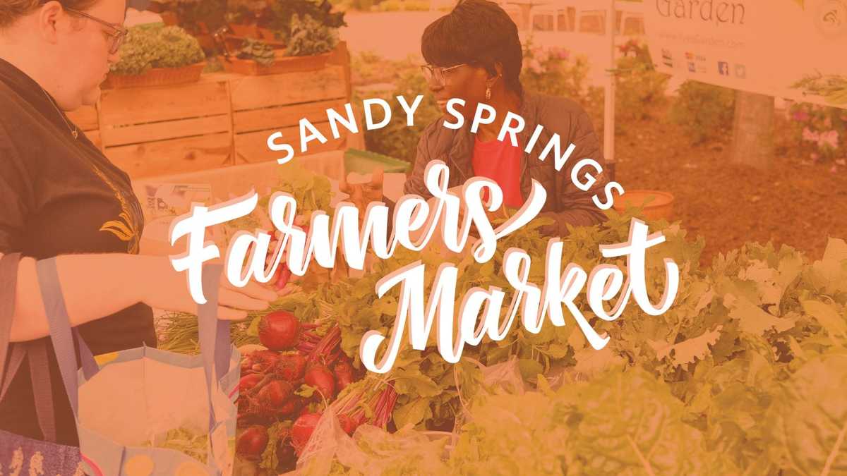 Farmers Market emblem in front of vegetables